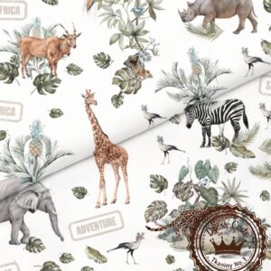 Safari na białym tle- Bawełna Premium
