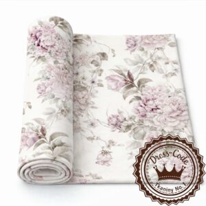 Vintage fioletowe kwiaty i bluszcze- Dresówka pętelka Premium+, Druk cyfrowy