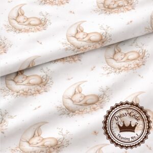 Śpiący króliczek na księżycu- Bawełna Premium