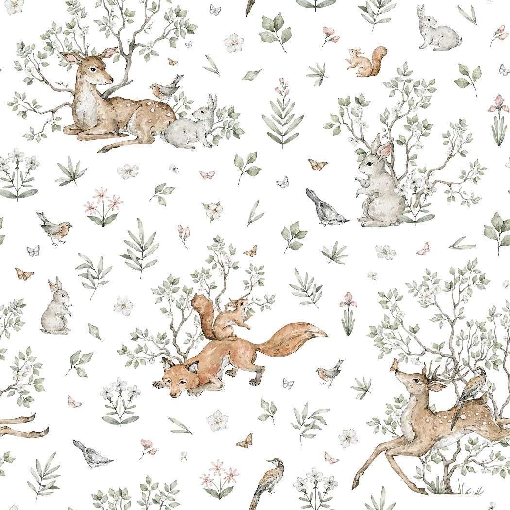 Leśna łąka- Muślin bawełniany 100% Druk cyfrowy - obrazek 2