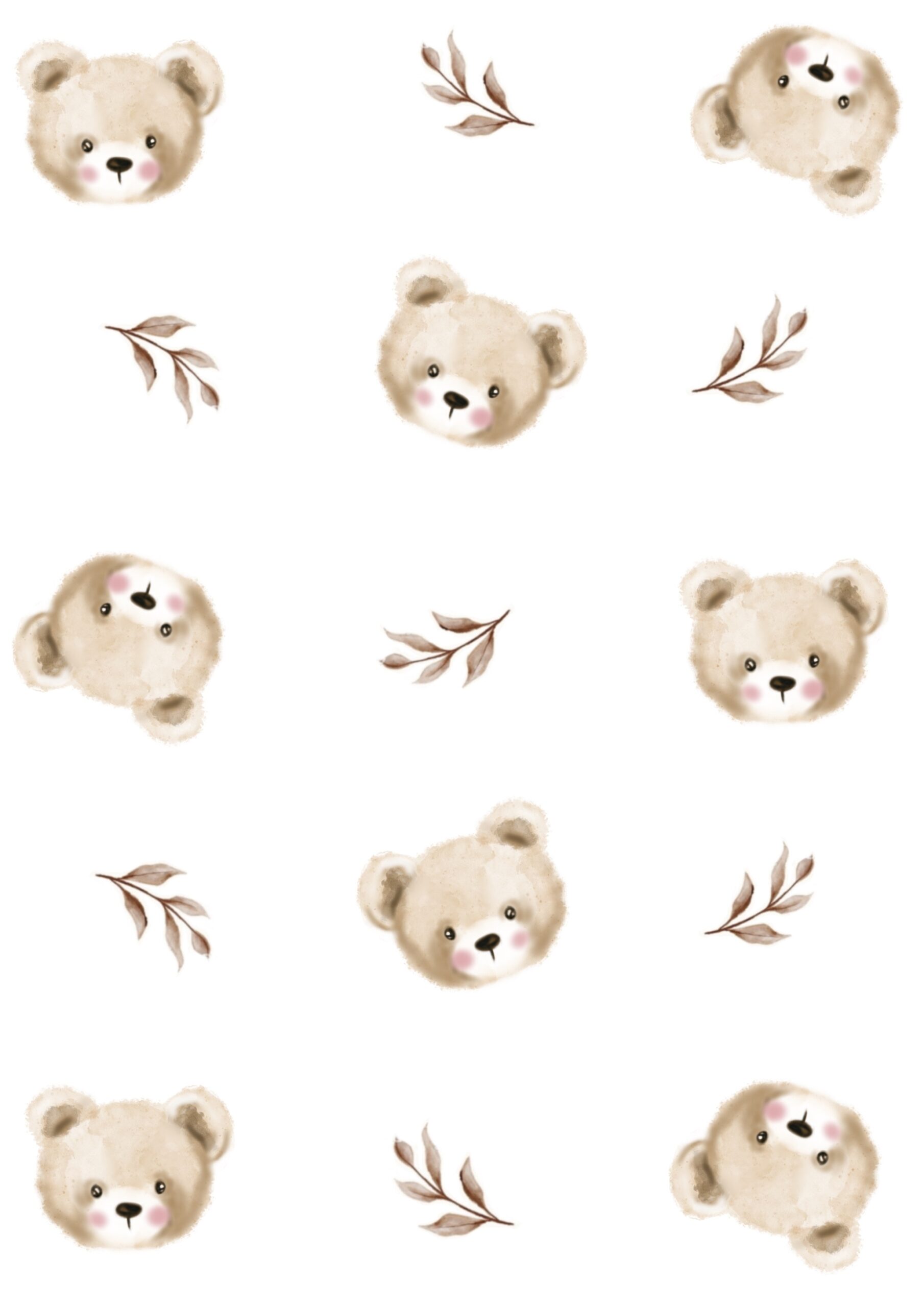 Mały miś- Muślin bawełniany 100% Druk cyfrowy - obrazek 2