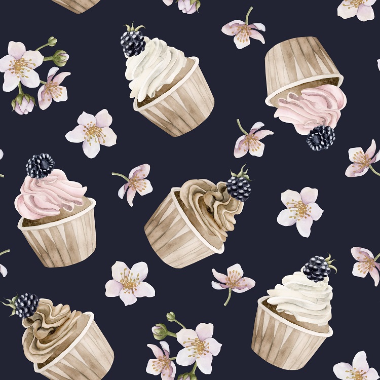 Babeczki na ciemnym tle- Poliester wodoodporny