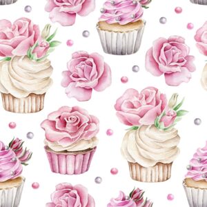 Różane babeczki- Poliester wodoodporny