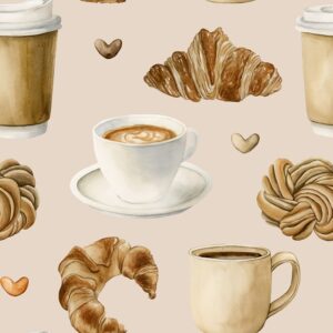 Rogaliki z kawą- Poliester wodoodporny