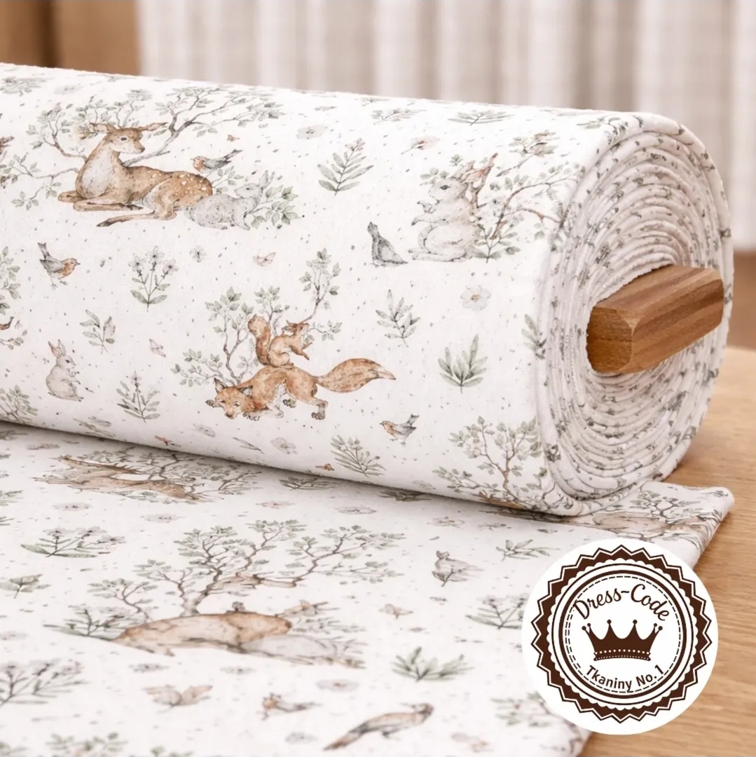 Leśna łąka- Muślin bawełniany 100% Druk cyfrowy