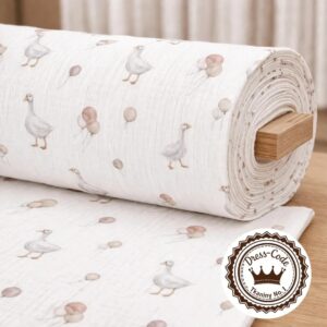 Gąski i baloniki-  Muślin bawełniany 100% Druk cyfrowy