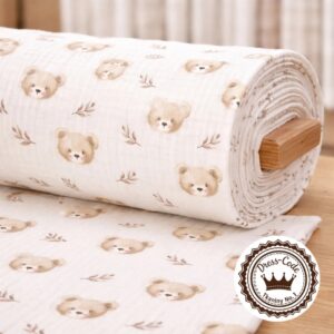 Mały miś-  Muślin bawełniany 100% Druk cyfrowy