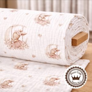 Bunny Girl- Muślin bawełniany 100% Druk cyfrowy